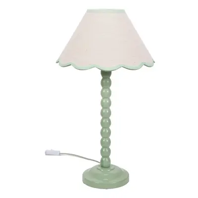 ValueLights Bobbins Sage Green Table Lamp Linen Green Scallop Shade