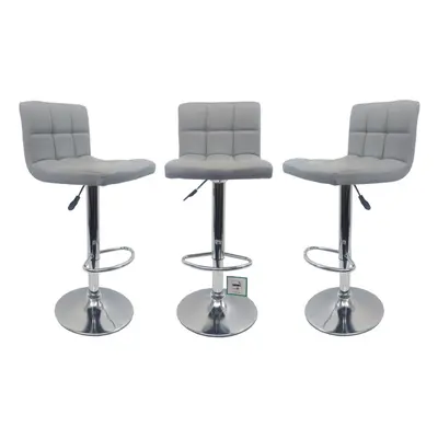 3 X Grey "Modena" Faux Leather Bar Stools, swivel height adjustable Set of