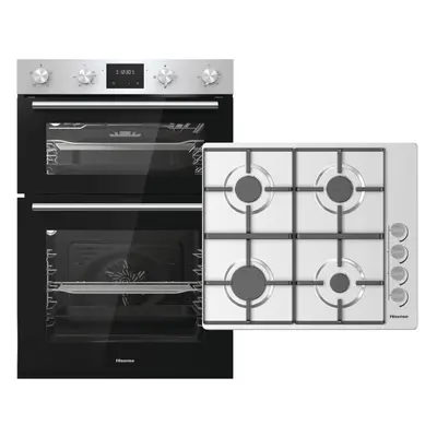 Hisense Built In Electric Double Oven and Gas Hob Pack - Stainless Steel - A/A Rated