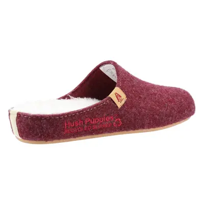 (Red, (Adults')) Hush Puppies The Good 90% Recycled RPET Polyester Women's Burgundy Slippers