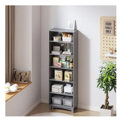 (6-tier, Grey) 5/6 Tier Bookcase Shelves Wooden Storage Display Unit Stand