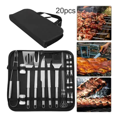 20pcs Stainless Steel BBQ Tools Set Kit Grill Cookware Fork Brush Tong Utensils