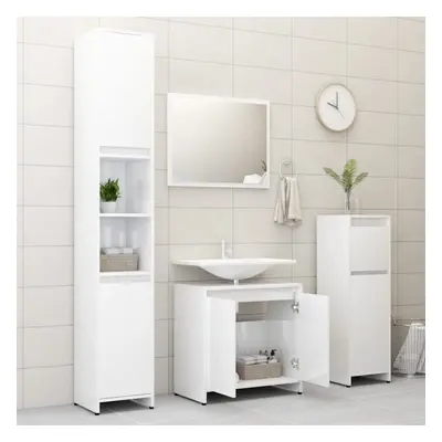 vidaXL Bathroom Furniture Set Piece High Gloss White Chipboard Storage Unit