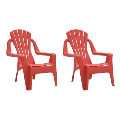 (red) vidaXL Garden Chairs Patio Outdoor Chair pcs for Children PP Wooden Look