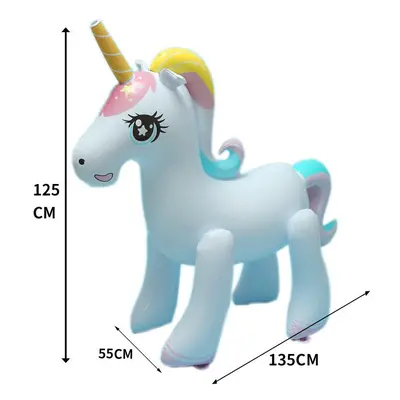 (125cm) Giant Inflatable Unicorn Water Spray Pool Toys Swimming Float Outdoor Fountain Beach Par