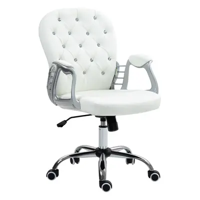 Vinsetto Office Chair PU Diamante Padded Ergonomic Swivel White