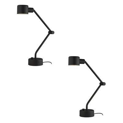 2 PACK Black Industrial Task Lamp - Adjustable Table Desk Light Rotating Head