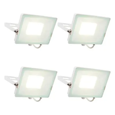 4 PACK Outdoor Waterproof LED Floodlight - 50W Cool White LED - Matt White