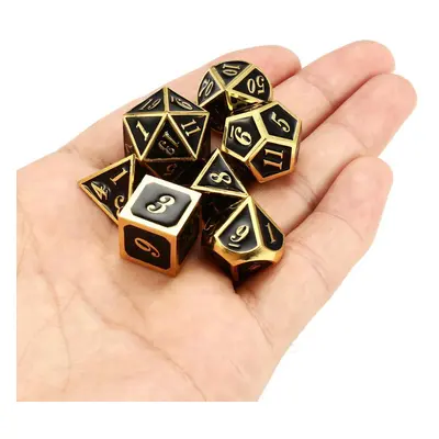 () 7pcs Zinc Alloy Multisided Dices Set Enamel Embossed Heavy Metal Polyhedral Dice With Bag