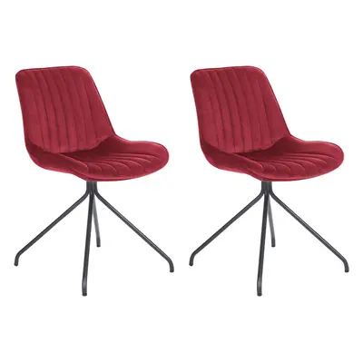 Set of Dining Chairs NAVASOTA Velvet Dark Red