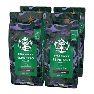 Starbucks Espresso Roast Dark Roast Coffee Beans 450g bag (Pack of 4)