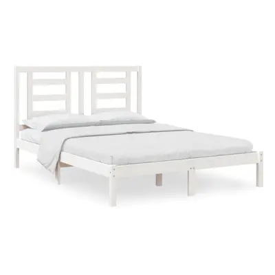 vidaXL Solid Wood Pine Bed Frame White 140x190 cm Wooden Bedstead Bed Base