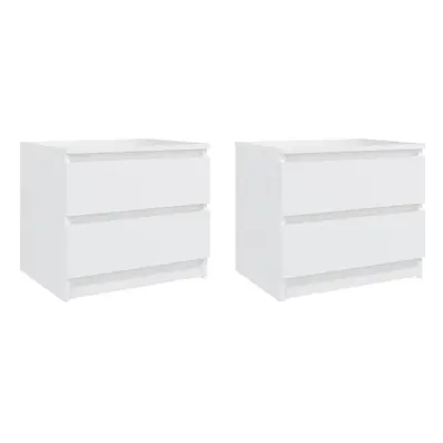 vidaXL 2x Bed Cabinets White 50x39x43.5 cm Chipboard Bedside Storage Cabinet