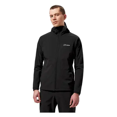 (L, Black/Black) Berghaus Mens Skelbo 4-Way Stretch PFC-free DWR Coated Hooded Jacket