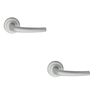 2x PAIR Curved Rounded Bar Handle Concealed Fix Round Rose Satin Chrome