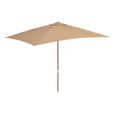 vidaXL Outdoor Parasol with Wooden Pole 200x300cm Taupe Umbrella Sunshade