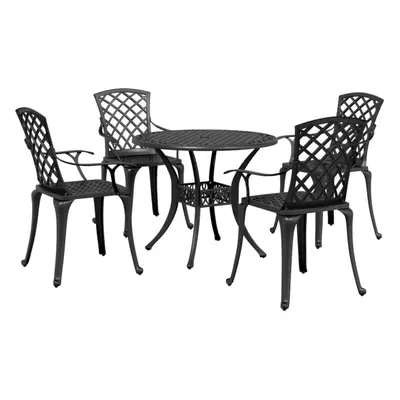 (black, piece) vidaXL Garden Dining Set Piece Outdoor Table and Chair White Cast Aluminium