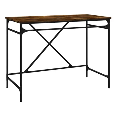 (smoked oak) vidaXL Desk Office Computer Desk Writing Desk Table Engineered Wood and Iron