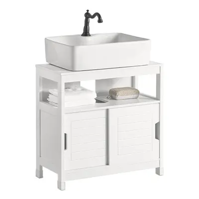 SoBuyÂ® FRG128-W, Under Sink Bathroom Storage Cabinet Double Sliding Door