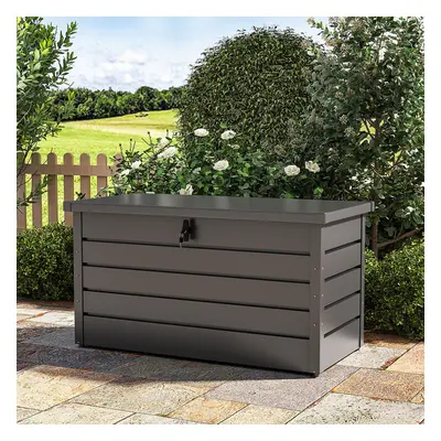 4 x ft Grey Waterproof Metal Outdoor Garden Large Storage Box Lockable Flat Top L