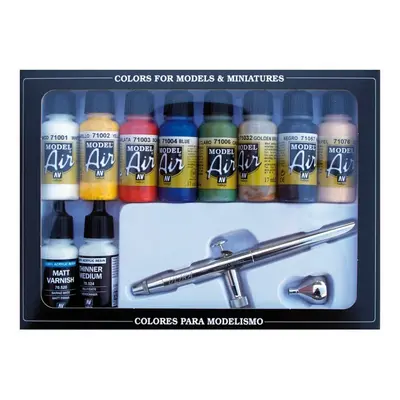 VAL71167 - AV Vallejo Model Air Set - Ultra Airbrush + Basic Cols