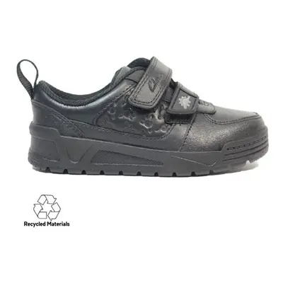 (7 (Children's)) Palmer Steggy Kids Black Leather Boys Rip Tape School Shoes