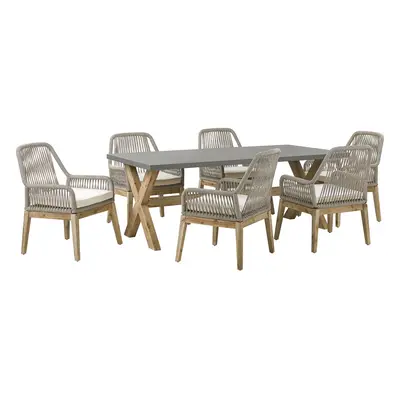 Garden Dining Set with Cushions OLBIA Concrete 200x100x75 cm Beige