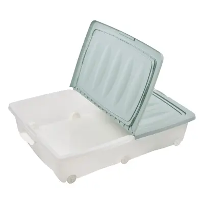 (2 x Large (55 Litre), Teal) x or L Under Bed Storage Box Wheels Lids