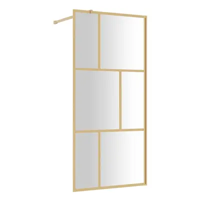 vidaXL Walk-in Shower Wall Bath Screen Shower Screen with Clear ESG Glass Gold