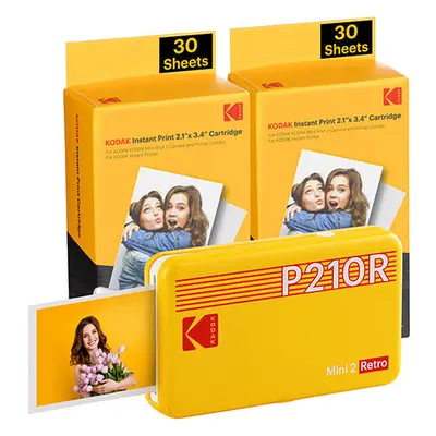 KODAK MINI RETRO P210RW60 PORTABLE INSTANT PHOTO PRINTER BUNDLE 2.1X3.4 WHITE