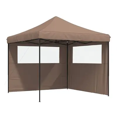 (brown, with sidewalls) vidaXL Foldable Tent Canopy Patio Pavilion Gazebo Pop up Tent Marquee Ca