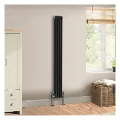 (1800 x 202mm - Triple) Warmehaus Traditional Cast Iron Style Black Radiator Perfect for Bathroo