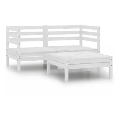 vidaXL Solid Pinewood Garden Lounge Set Piece White Outdoor Sofa Seating