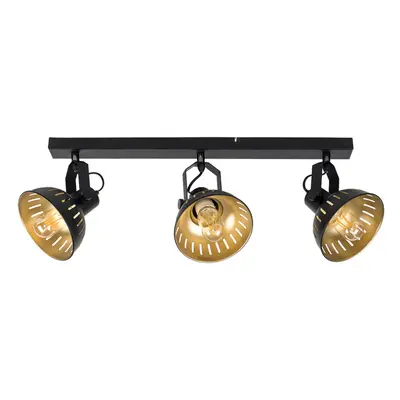 Industrial Black and Gold Way Adjustable Ceiling Spotlight