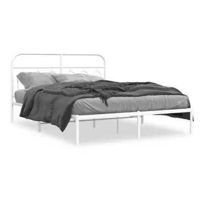 (white, x cm/ with headboard) vidaXL Metal Bed Frame with Headboard and Footboard Bed Base Black