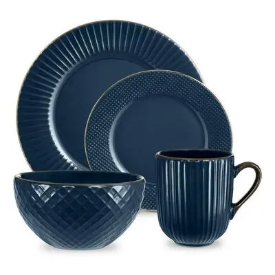 Tower Kitchen Retro Empire Midnight Blue Piece Dinnerware Plate Mug Bowl Set