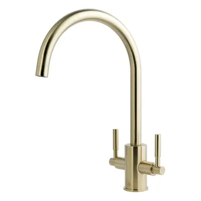 Newbury Brushed Brass Dual Lever Kitchen Sink Mixer