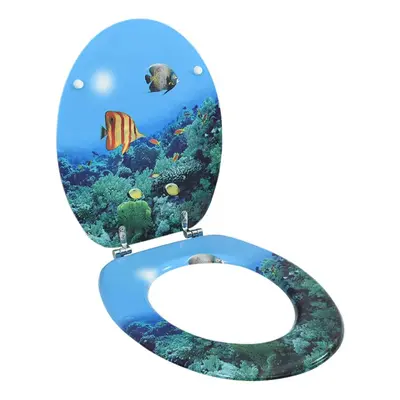 vidaXL WC Toilet Seat with Lid MDF Deep Sea Design