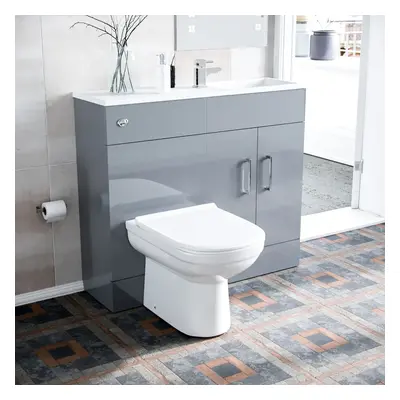 James 1000mm Freestanding Light Grey Slimline Vanity, Basin, WC Unit BTW Toilet