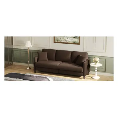 (Brown) Neche Three-seater Teddy Velvet sofa