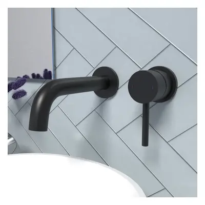 Nes Home Alice Basin Sink Matte Black Modern Brass Bathroom Wall Mounted Tap