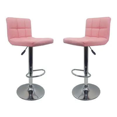 Set of Pink "Modena" Faux Leather Bar Stools, Stools