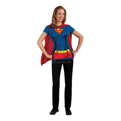 (Blue) Superman Supergirl Cape Costume Tee Shirt