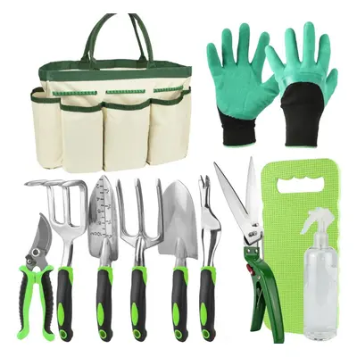 11 Piece Garden Tools Set with Bag Gardening Kit Trowel Secateurs Fork Knee Pad