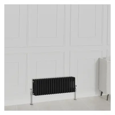 (300x1010mm-3 Column, Black) NRG Traditional Radiator Horizontal Vertical Cast Iron Style Double