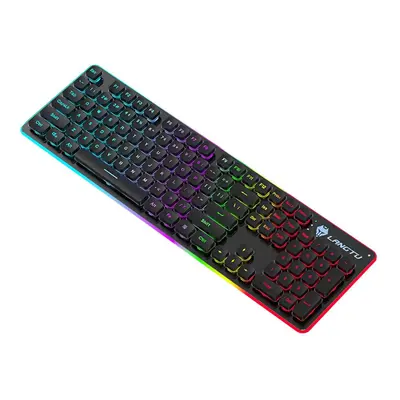 (black & rainbow light) Keys Mechanical Feeling Keyboard USB Wired Silent RGB Backlit Gaming Key