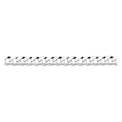 Jewelco London Mens Rhodium Plated Sterling Silver Bevelled Ultra Flat Curb Chain Bracelet 5mm 8