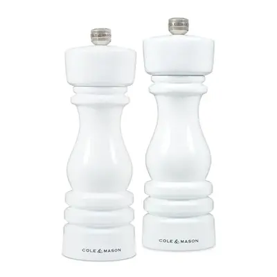 H233095 London White Gloss Salt and Pepper Mill Set, Precision+ Carbon/Ceramic Mechanisms, Salt 