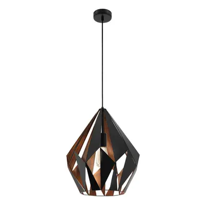 Hanging Ceiling Pendant Light Black & Copper Geometric 60W E27 Modern Feature