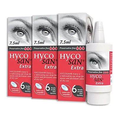 Hycosan Extra Triple Pack Preservative Free Eye Drops Sodium Hyaluronate for Treatment of Dry Ey